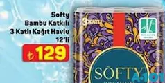 SOFTY BAMBU KATKILI 3 KATLI KAĞIT HAVLU 12'Lİ fiyat ve kampanya bilgisi